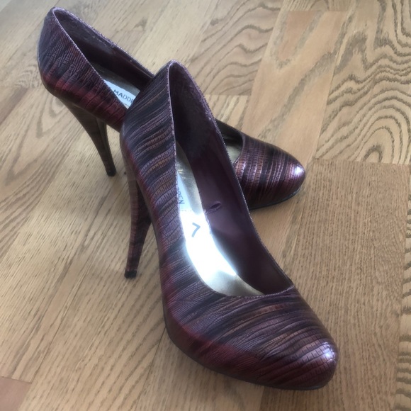 Purple animal print wedding dance high heel pump almond toe snake metallic prom - Picture 2 of 8